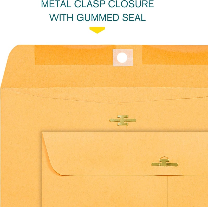 EnDoc 9 1/2 x 12 1/2 Clasp Envelopes - 10 Pack - Brown Kraft Catalog Envelopes Gummed Seal Closure – 28lb Heavyweight Paper 9.5x12.5 inch Envelopes for Home, Office, Business, Legal or School. - Image 4